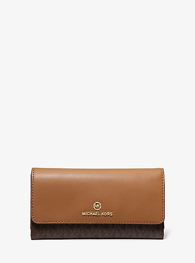 Large Logo and Leather Tri-Fold Wallet