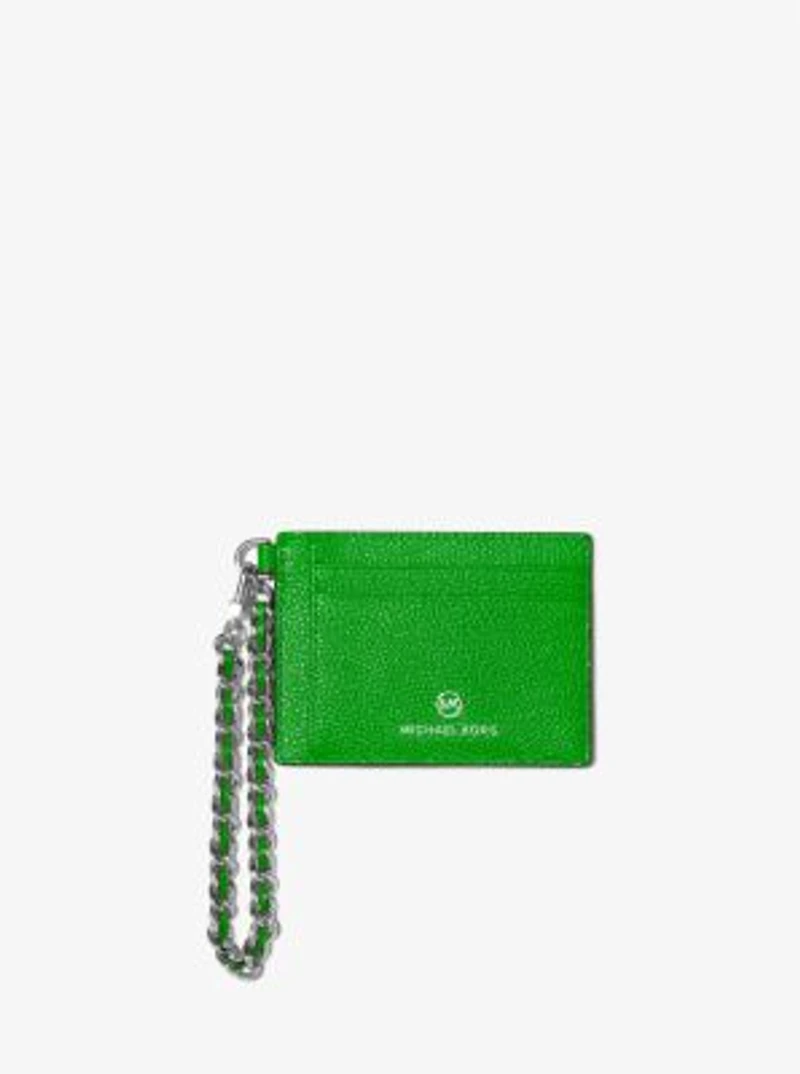Small Pebbled Leather Chain Card Case