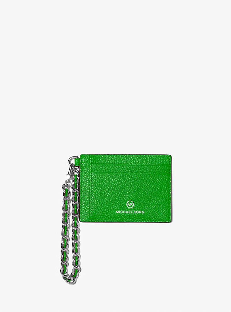 Small Pebbled Leather Chain Card Case