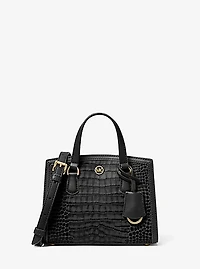 Chantal Extra-Small Crocodile Embossed Leather Messenger Bag