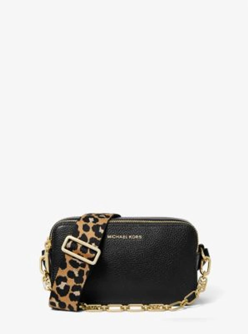 Petit sac pour appareil photo Jet Set en cuir grainé à double fermeture éclair