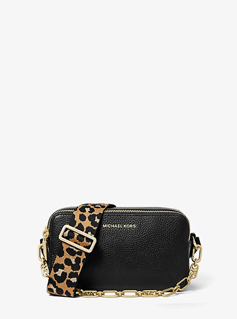 Petit sac pour appareil photo Jet Set en cuir grainé à double fermeture éclair