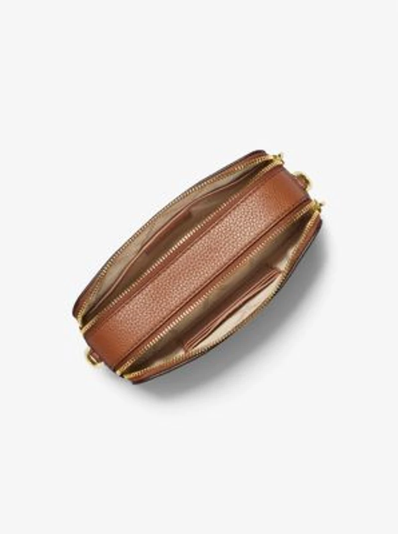 Petit sac pour appareil photo Jet Set en cuir grainé à double fermeture éclair