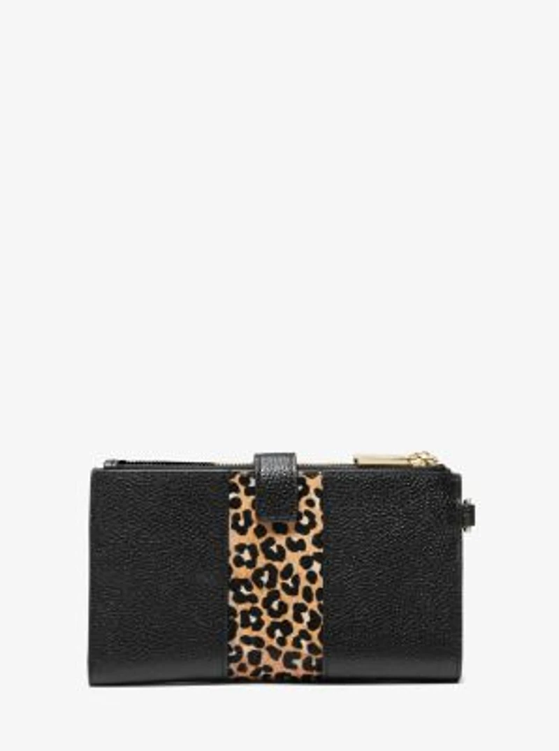 Adele Leather and Leopard Print Calf Hair Smartphone Wallet