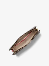 Pochette de taille moyenne à rayures à logo et à fermeture éclair