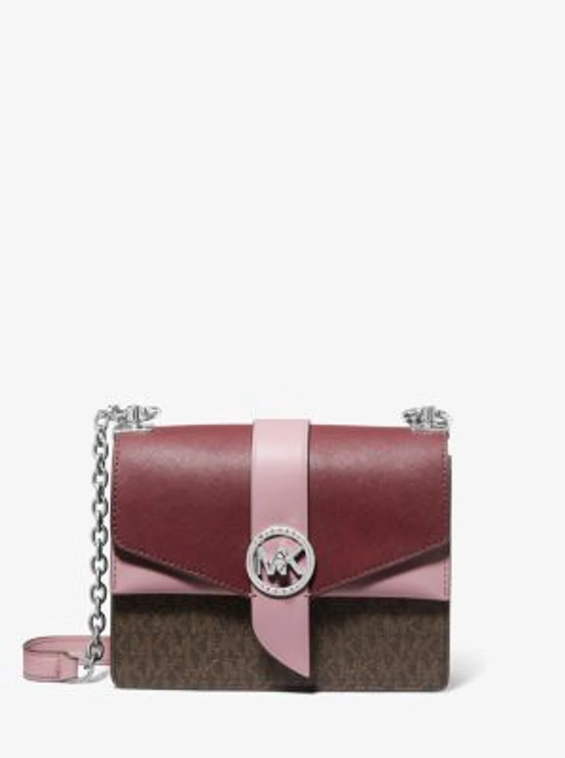 Petit sac à bandoulière Greenwich en cuir Saffiano et à logo à deux tons