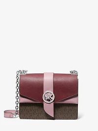 Petit sac à bandoulière Greenwich en cuir Saffiano et à logo à deux tons