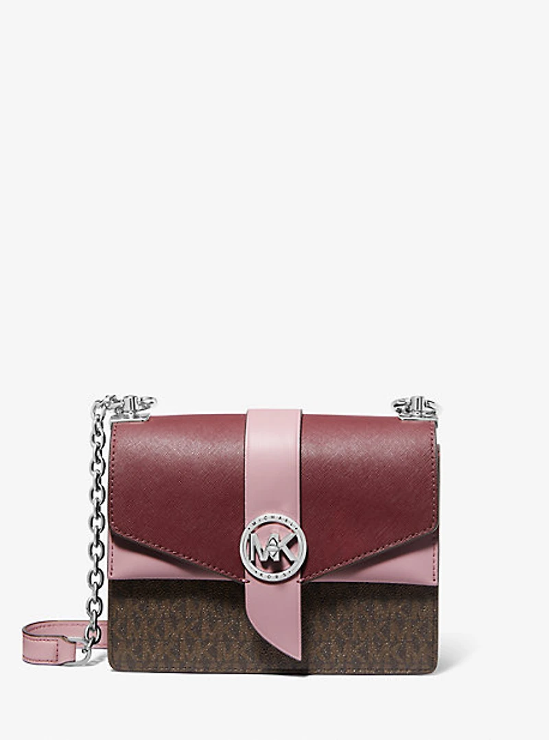 Petit sac à bandoulière Greenwich en cuir Saffiano et à logo à deux tons