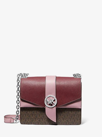 Greenwich Small Two-Tone Logo and Saffiano Leather Crossbody Bag