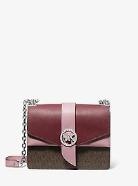 Petit sac à bandoulière Greenwich en cuir Saffiano et à logo à deux tons