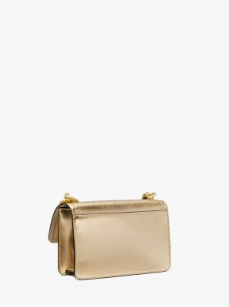 Très petit sac à bandoulière Heather en cuir métallisé