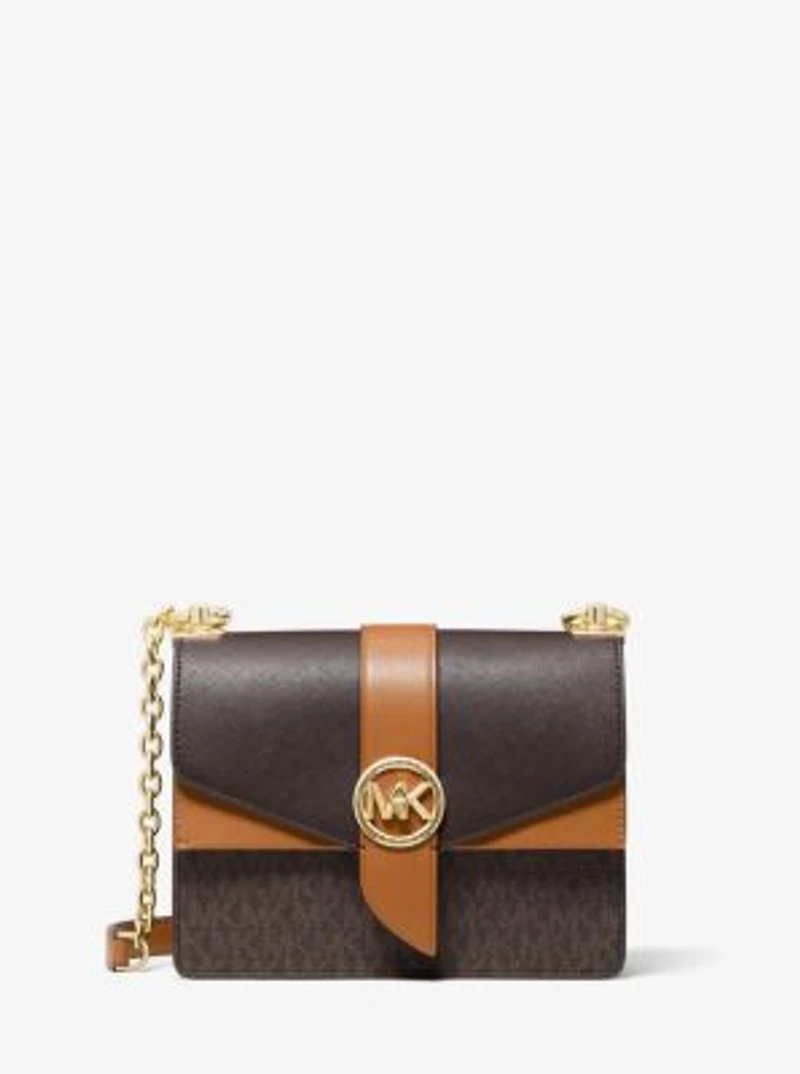 Petit sac à bandoulière Greenwich en cuir Saffiano blocs de couleurs et logo