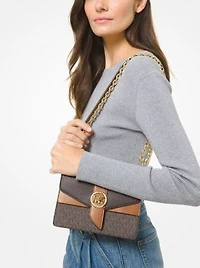 Petit sac à bandoulière Greenwich en cuir Saffiano blocs de couleurs et logo