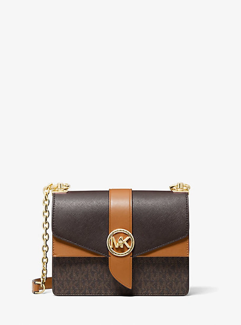 Petit sac à bandoulière Greenwich en cuir Saffiano blocs de couleurs et logo