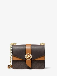 Petit sac à bandoulière Greenwich en cuir Saffiano blocs de couleurs et logo