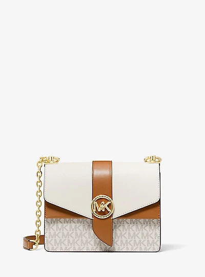 Petit sac à bandoulière Greenwich en cuir Saffiano blocs de couleurs et logo