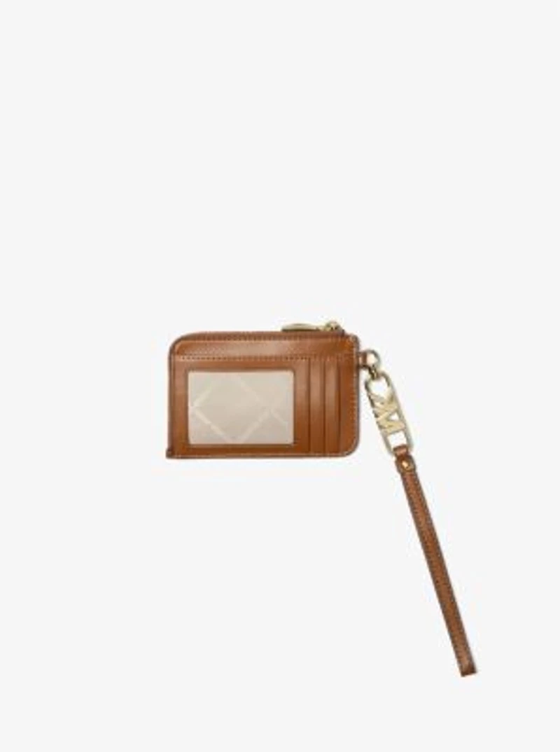 Small Crocodile Embossed Leather Zip Card Case