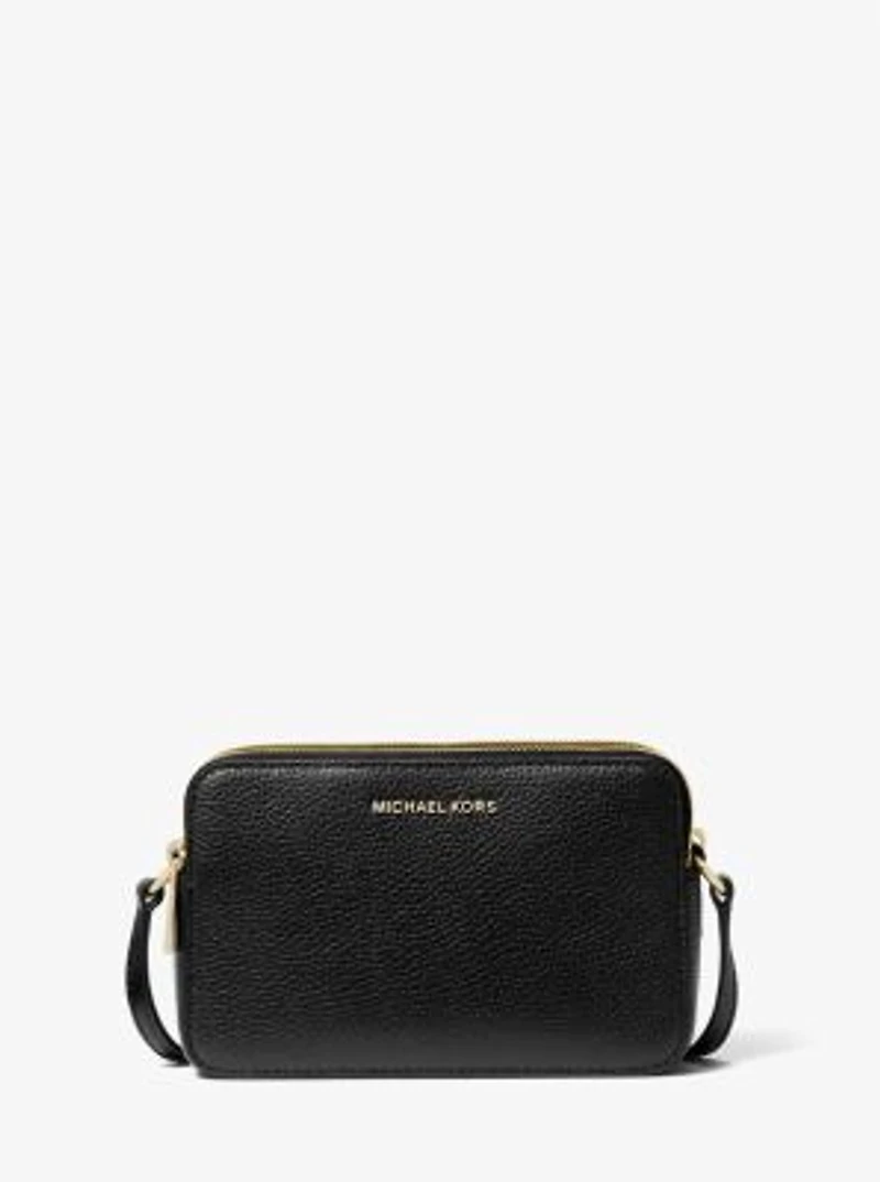 Petit sac pour appareil photo Jet Set en cuir grainé à double fermeture éclair
