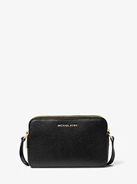 Petit sac pour appareil photo Jet Set en cuir grainé à double fermeture éclair