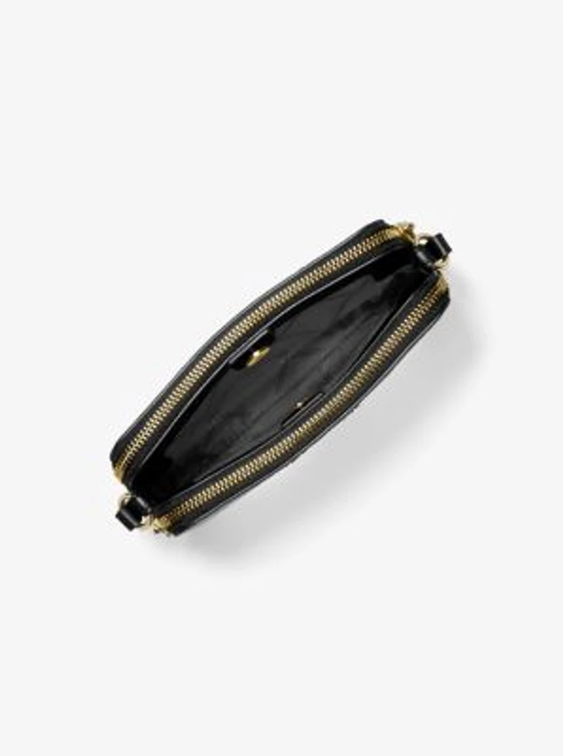 Petit sac pour appareil photo Jet Set en cuir grainé à double fermeture éclair