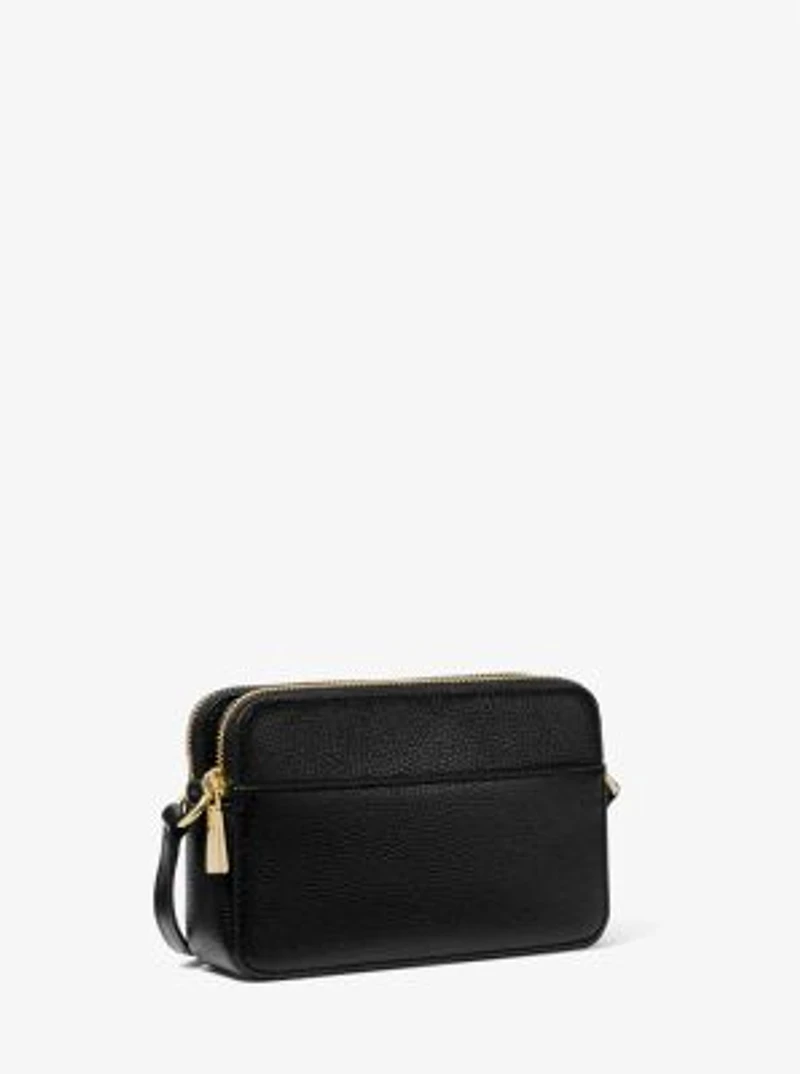 Petit sac pour appareil photo Jet Set en cuir grainé à double fermeture éclair
