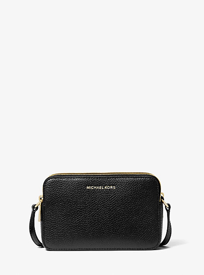 Petit sac pour appareil photo Jet Set en cuir grainé à double fermeture éclair
