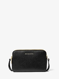 Petit sac pour appareil photo Jet Set en cuir grainé à double fermeture éclair