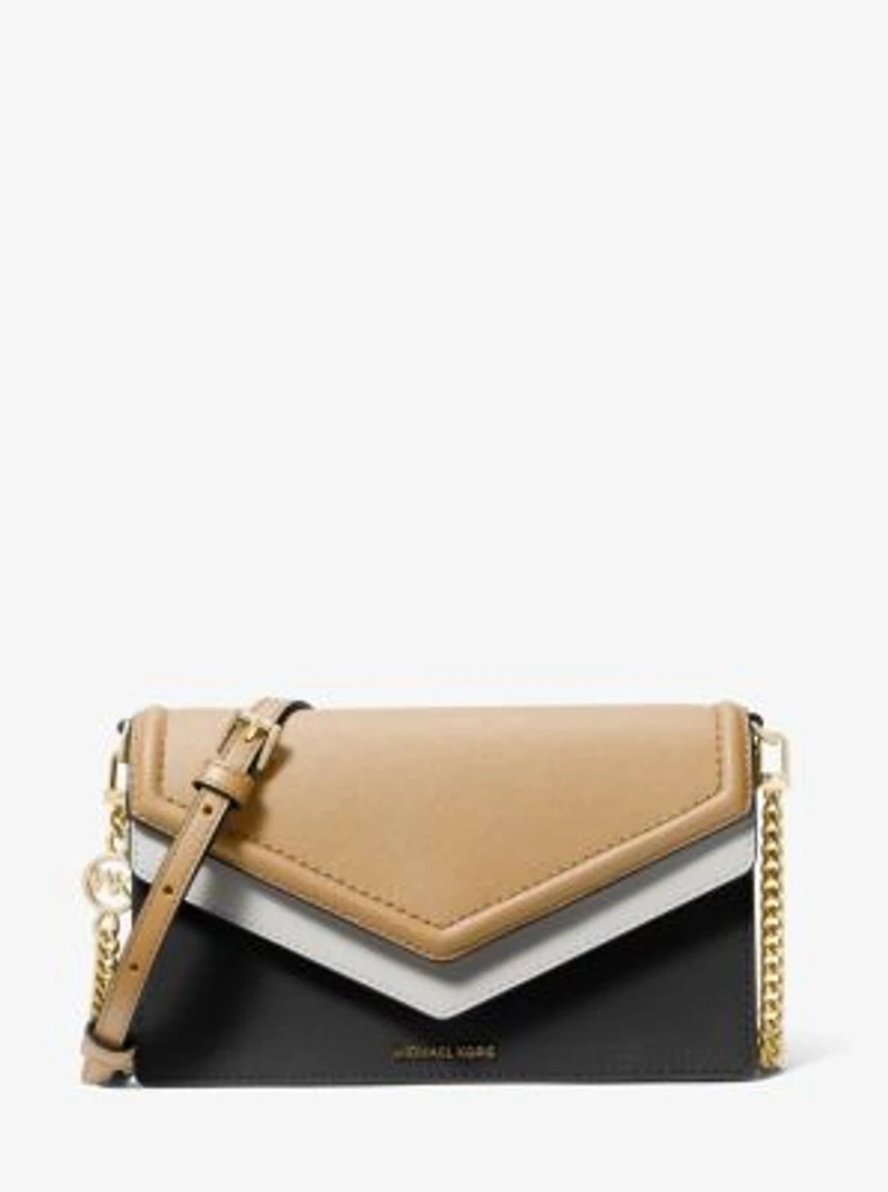 Jet Set Large Color-Block Saffiano Leather Envelope Crossbody Bag