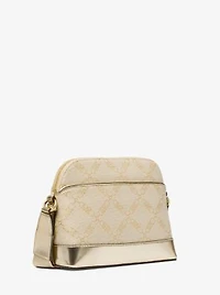 Jet Set Large Metallic Empire Logo Jacquard Dome Crossbody Bag