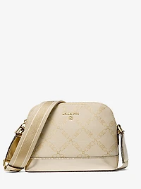 Jet Set Large Metallic Empire Logo Jacquard Dome Crossbody Bag