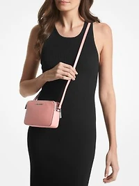 Petit sac pour appareil photo Jet Set en cuir grainé à double fermeture éclair