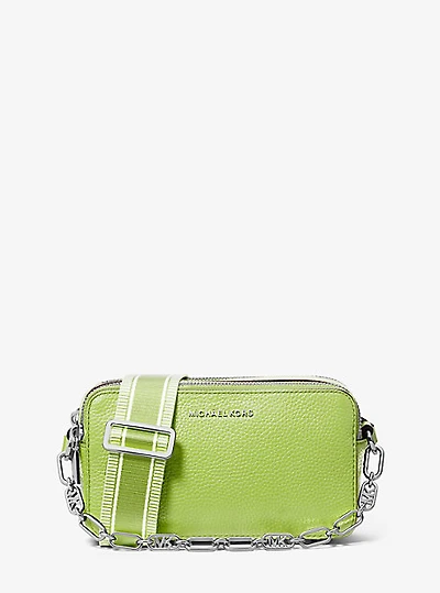 Petit sac pour appareil photo Jet Set en cuir grainé à double fermeture éclair