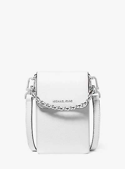 Jet Set Small Pebbled Leather Chain-Link Smartphone Crossbody Bag