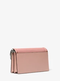 Grand sac enveloppe à bandoulière Jet Set en cuir Saffiano à blocs de couleurs