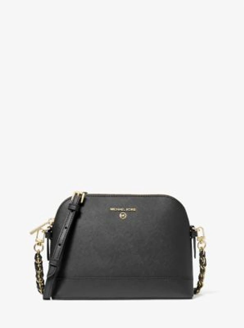 Large Saffiano Leather Dome Crossbody Bag