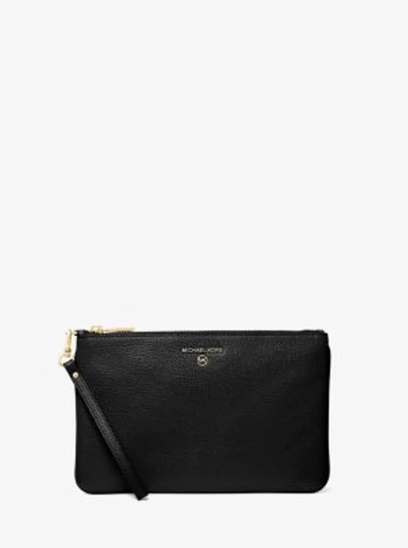 Grande pochette-bracelet en cuir grainé