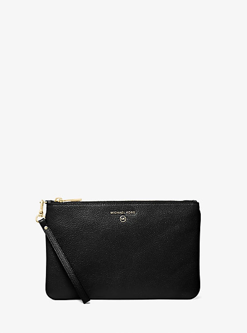 Grande pochette-bracelet en cuir grainé
