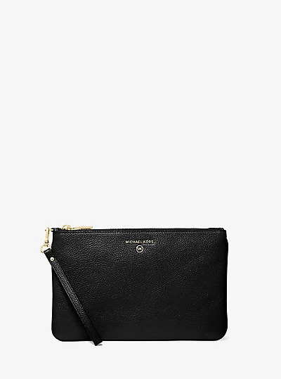 Large Pebbled Leather Wristlet