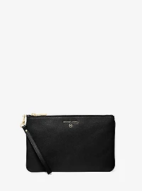 Grande pochette-bracelet en cuir grainé