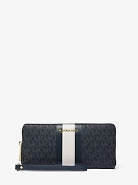 Pochette-bracelet continentale à rayures et logo
