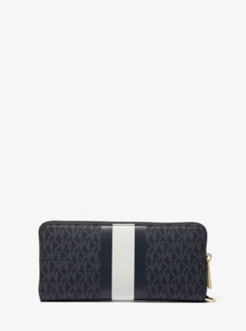 Pochette-bracelet continentale à rayures et logo
