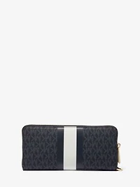 Pochette-bracelet continentale à rayures et logo
