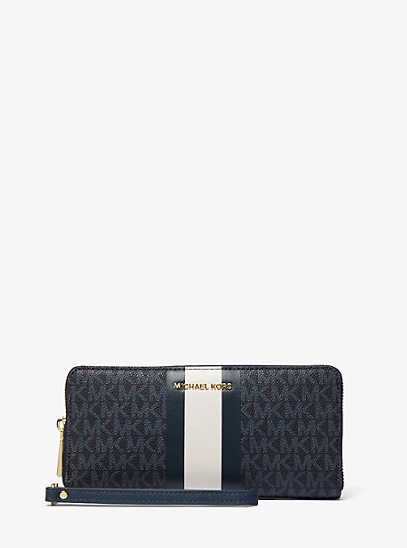 Pochette-bracelet continentale à rayures et logo