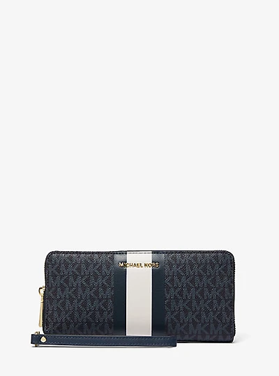 Pochette-bracelet continentale à rayures et logo