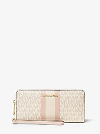 Pochette-bracelet continentale à rayures et à logo