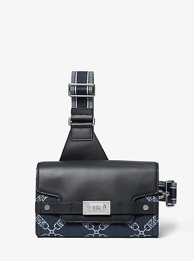 Sac à une bretelle Hudson en jacquard à logo empire et en cuir