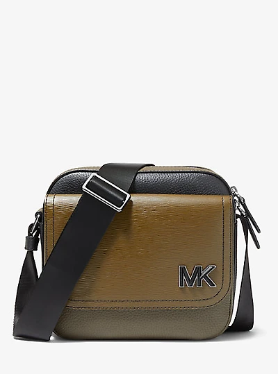 Hudson Color-Blocked Leather Messenger Bag