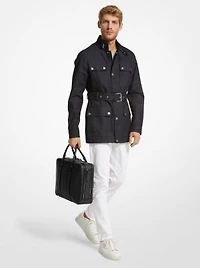 Hudson Logo and Leather Double-Gusset Briefcase