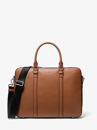 Hudson Logo and Leather Double-Gusset Briefcase
