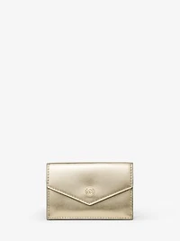 Metallic Faux Leather Card Case and Wallet Set